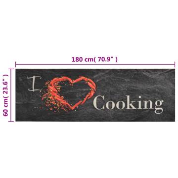 Kitchen Rug Washable Cooking Black 60x180 cm Velvet | HipoMarket