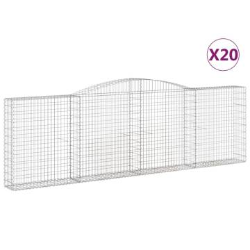 Arched Gabion Baskets 20 pcs - Galvanised Iron Garden Barriers