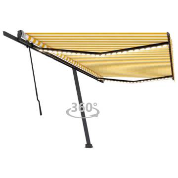 Manual Retractable Awning with LED - Yellow & White 500x300cm