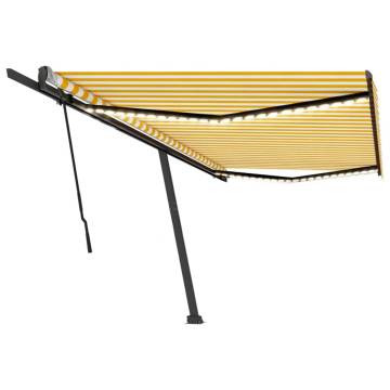 Manual Retractable Awning with LED - Yellow & White 500x300cm