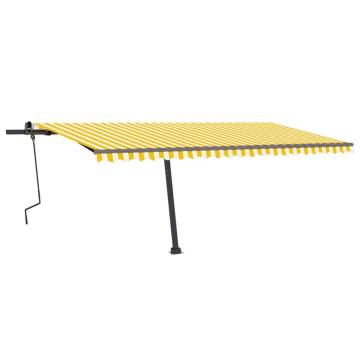 Manual Retractable Awning with LED - Yellow & White 500x300cm