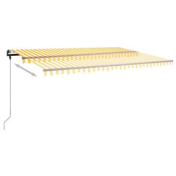 Manual Retractable Awning with LED - Yellow & White 500x300cm