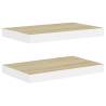 Floating Wall Shelves - Oak & White | 2 pcs MDF | hipomarket.co.uk