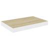 Floating Wall Shelves - Oak & White | 2 pcs MDF | hipomarket.co.uk