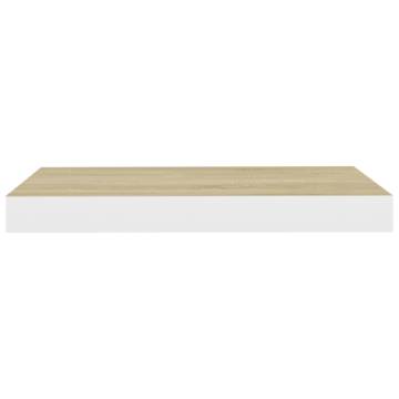 Floating Wall Shelves - Oak & White | 2 pcs MDF | hipomarket.co.uk