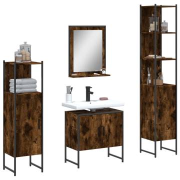 4 Piece Bathroom Cabinet Set - Smoked Oak | HipoMarket