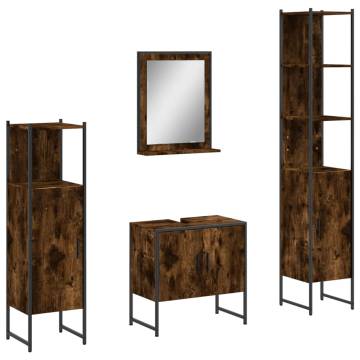 4 Piece Bathroom Cabinet Set - Smoked Oak | HipoMarket