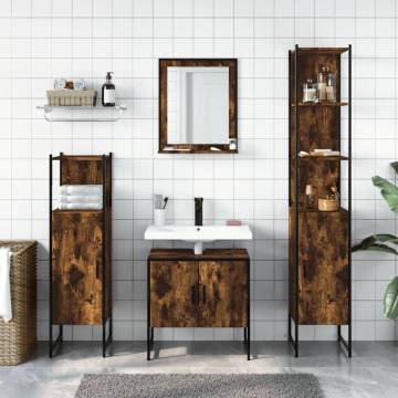 4 Piece Bathroom Cabinet Set - Smoked Oak | HipoMarket