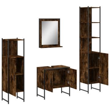 4 Piece Bathroom Cabinet Set - Smoked Oak | HipoMarket