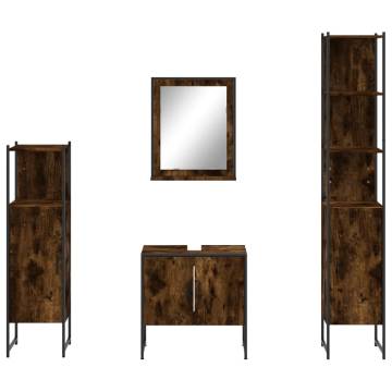 4 Piece Bathroom Cabinet Set - Smoked Oak | HipoMarket