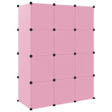 Cube Storage Cabinet for Kids - 12 Cubes Pink PP | HipoMarket