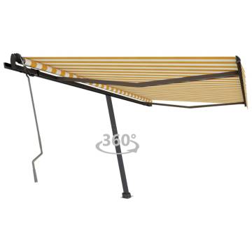 Freestanding Manual Retractable Awning 400x350 cm - Yellow/White