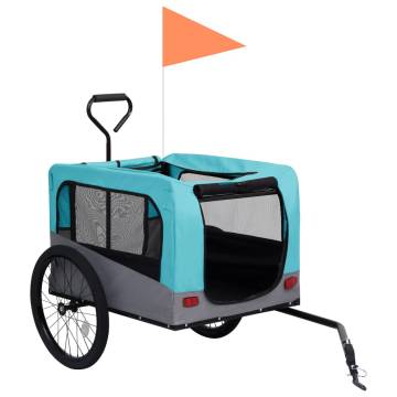 2-in-1 Pet Bike Trailer & Jogging Stroller - Blue & Grey