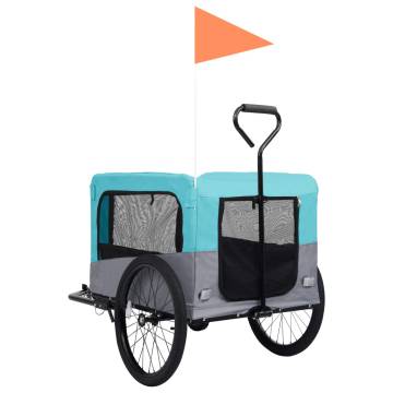 2-in-1 Pet Bike Trailer & Jogging Stroller - Blue & Grey