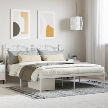 White Metal Bed Frame with Headboard - 183x213 cm | HipoMarket