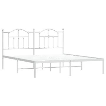 White Metal Bed Frame with Headboard - 183x213 cm | HipoMarket