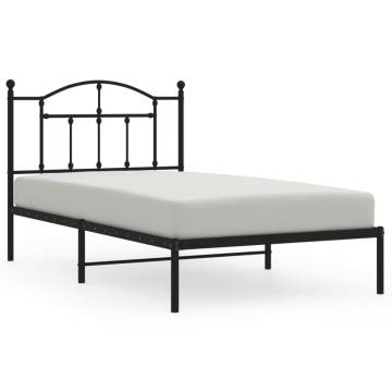 Black Metal Bed Frame with Headboard 100x190 cm | HipoMarket