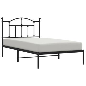 Black Metal Bed Frame with Headboard 100x190 cm | HipoMarket