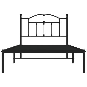 Black Metal Bed Frame with Headboard 100x190 cm | HipoMarket