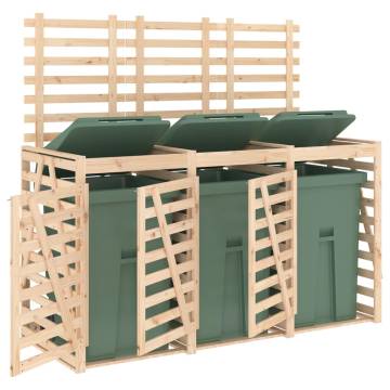 Triple Wheelie Bin Storage | Solid Wood Pine - Hipomarket