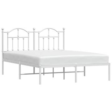 White Metal Bed Frame King Size 150x200 cm - Elegant Design