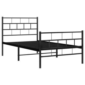 Metal Bed Frame with Headboard - Black 75x190 cm Small Single