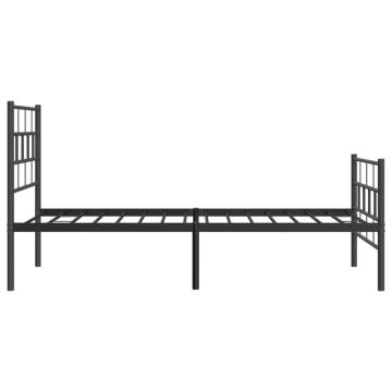 Metal Bed Frame with Headboard - Black 75x190 cm Small Single