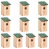 10 Pcs Bird Houses - Solid Firwood Garden Decor | HipoMarket UK