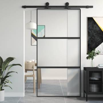 Sliding Door Black 102.5x205 cm Tempered Glass & Aluminium