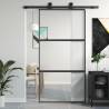 Sliding Door Black 102.5x205 cm Tempered Glass and Aluminium Colour black & transparent & matt Size 102.5 x 205 cm Quantity in Package 1 Pattern 2 horizontal bars 