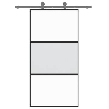 Sliding Door Black 102.5x205 cm Tempered Glass & Aluminium