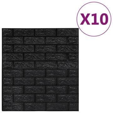 3D Wallpaper Bricks - Self-Adhesive Black | 10 Pcs