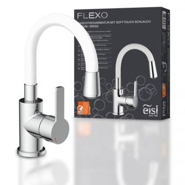 EISL FLEXO Basin Mixer - Chrome-White Swivel Spout