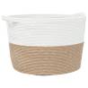 Brown and White Laundry Basket Ø60x36 cm | Durable Cotton