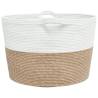 Brown and White Laundry Basket Ø60x36 cm | Durable Cotton