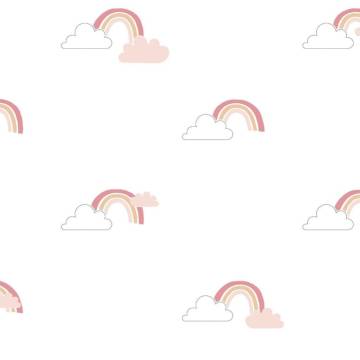 Noordwand Mondo Baby Rainbows Wallpaper - White & Pink