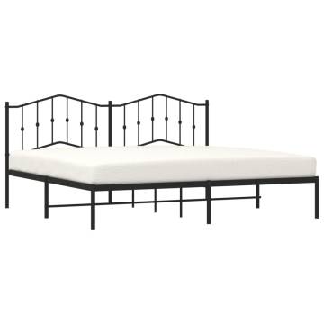 Metal Bed Frame with Headboard Black 193x203 cm - HipoMarket