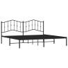 Metal Bed Frame with Headboard Black 193x203 cm - HipoMarket