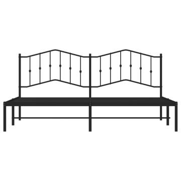 Metal Bed Frame with Headboard Black 193x203 cm - HipoMarket