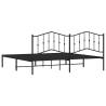 Metal Bed Frame with Headboard Black 193x203 cm - HipoMarket