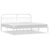 Elegant White Metal Bed Frame with Headboard | 193x203 cm