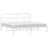 Elegant White Metal Bed Frame with Headboard | 193x203 cm