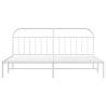 Elegant White Metal Bed Frame with Headboard | 193x203 cm