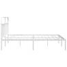 Elegant White Metal Bed Frame with Headboard | 193x203 cm