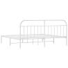 Elegant White Metal Bed Frame with Headboard | 193x203 cm