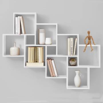 FMD Wall-Mounted Shelf with 11 Compartments - White