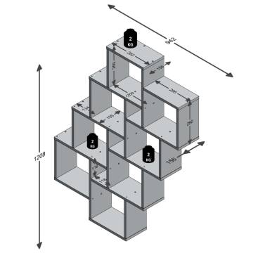 FMD Wall-Mounted Shelf with 11 Compartments - White