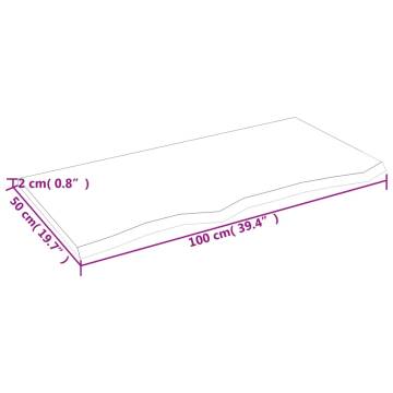 Untreated Solid Wood Bathroom Countertop - 100x50x2 cm