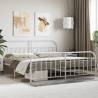 Metal Bed Frame with Headboard and Footboard White 193x203 cm Colour white Size 193 x 203 cm Model with headboard & footboard 