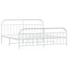 Elegant White Metal Bed Frame with Headboard & Footboard - 193x203 cm